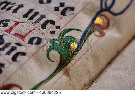 Lviv, Ukraine - April 4, 2020: Manuscripts In The Medieval Library. Incunabula.