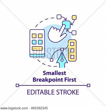 Smallest Breakpoint First Concept Icon. Mobile First Design Process Abstract Idea Thin Line Illustra