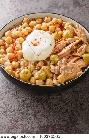 Tunisian Dish Lablabi Or Lablebi Based On Chick Peas In A Thin Garlic And Cumin Broth Topped With A 