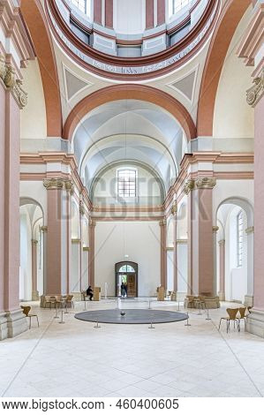 Muenster, Germany - April 29, 2022: The Foucault Pendulum Arranged By  Gerhard Richter Is A Donation