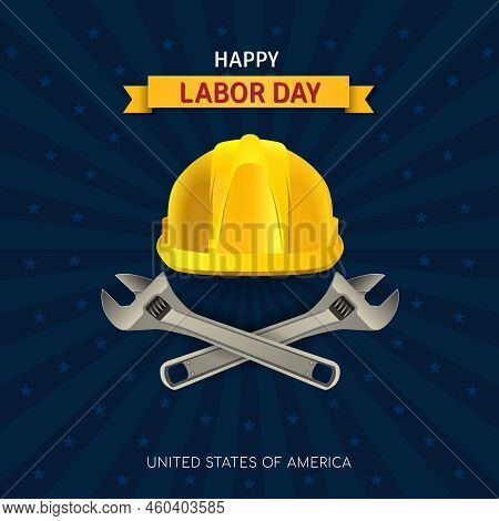 Happy Labor Day Usa Modern Sunburst Vector Poster Illustration September 5 Celebration. Realistic He