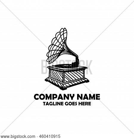 Logo For Company. Calssic Music Recorder Hand Drawn Vector