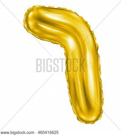 Gold Foil Inflatable Toys Font Hebrew Letters Balloons. 3d Illustration Of A Realistic Letter Vav Is