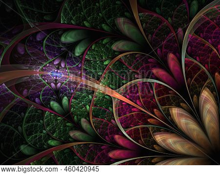 Beautiful Fractal Flower In Stained-glass Window Style. Artwork For Creative Design, Computer Genera