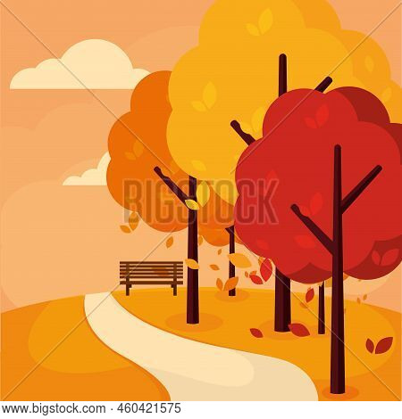 Background Yellow Trees Shair Autumn Lands Vector Illustration