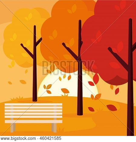 Background Yellow Trees Shair Autumn Lands Vector Illustration