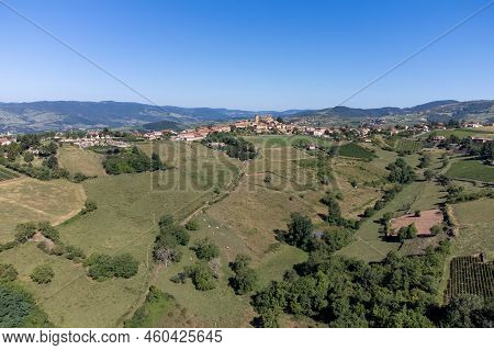 Landscape With Vineyards Near Beaujolais Wine Making Village Val D'oingt, Gateway To Beaujolais Wine