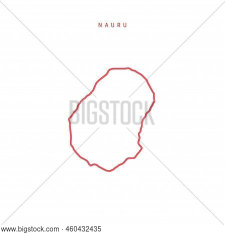 Nauru Editable Outline Map. Nauruan Red Border. Country Name. Adjust Line Weight. Change To Any Colo