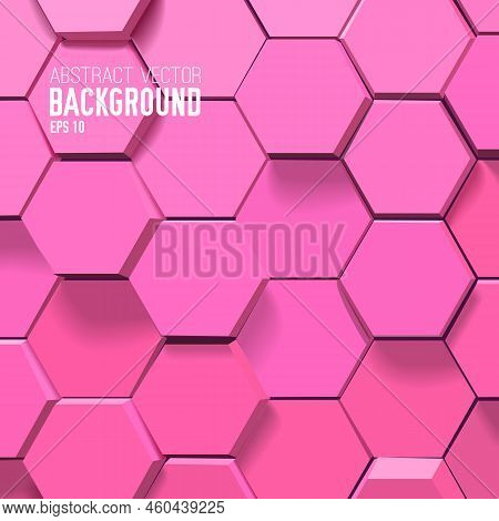 Digtal Abstract Background With 3d Pink Hexagons In Mosaic Light Style Vector Illustration