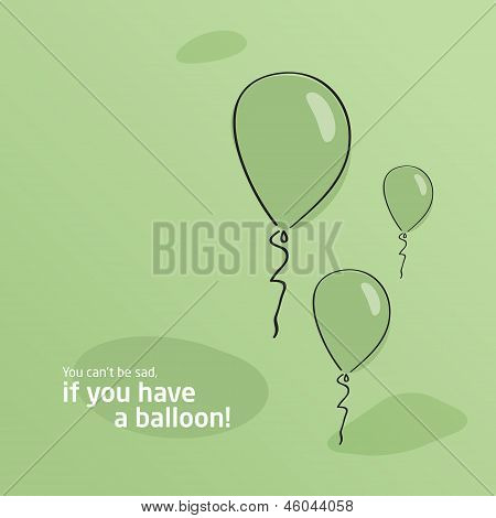 Green background. Baloon