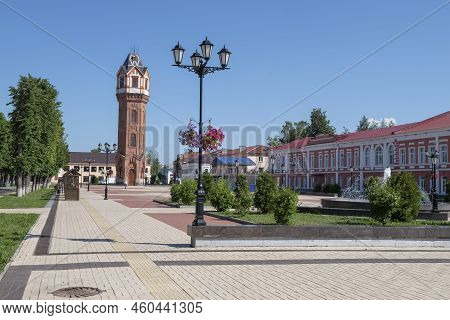 Sunny June Morning On The Old Cathedral Square. Staraya Russa. Novgorod Region, Russia