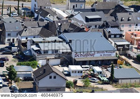 Dernau, Germany - 08 08 2022: Winery That Survived The Flood Disaster With Much Rebuilding Works Goi