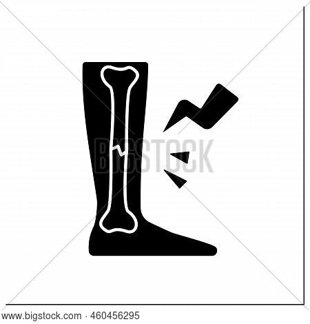 Foot Fractures Glyph Icon. Foot Pain. Hairline Crush. Healthcare Concept. Filled Flat Sign. Isolated