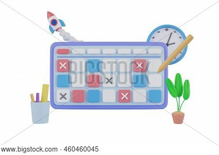 3d Time Management, Checklist And Successful Work Concept.getting Things Done, Completed Tasks Or Bu