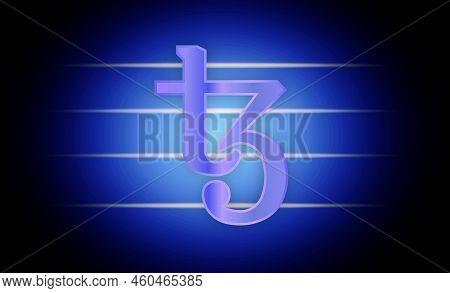 Tezos Virtual Currency Images. 3d Drawings. Digital Money Logo