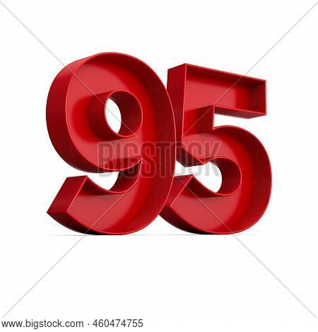 Red Digit 95 Or Ninety Five With Inner Shadow Isolated On White Background . 3d Illustration