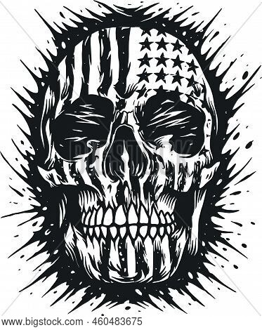 American Skull Silhouette Clipart Vector Illustrations For Your Work Logo, Mascot Merchandise T-shir