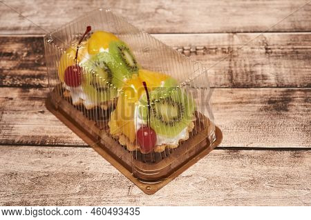 Asian Bento Box Cake, Small Korean Bento Cake With Rainbow Inscription Good Day. Delicious Beautiful