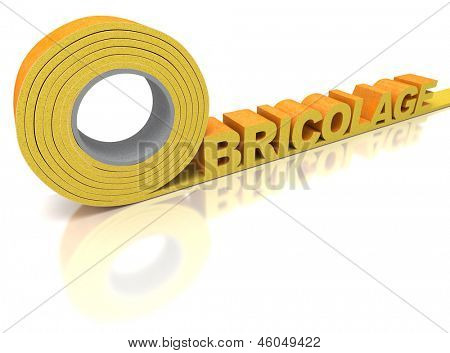De Franse woord geschreven in isolatietape Bricolage