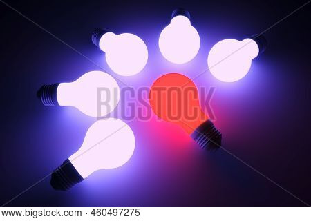 Unique Lamp Business Team Concept Success Leader Neon Self Illumination Background 3d Illustration
