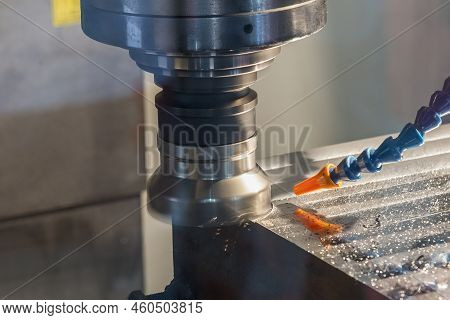 The Cnc Milling Machine Rough Cutting The Injection Mold Parts By Face Cutter Tools. The Mold And Di