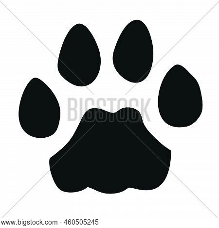 Silhouette Of A Cats Paw. Paw Prints. The Dog And Cat Puppy Icon. A Trace Of A Pet. The Puppys Paws 