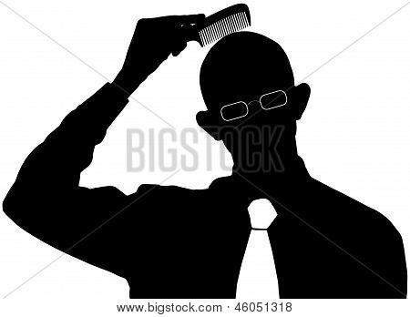Vector Silhouette - Bald Man Does Not Need A Comb