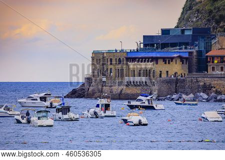 Sunset View Of La Concha Bay And Beach In San Sebastian Donostia With The City Coastline And Waterfr