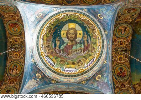 Russia, Petersburg - Aug 21, 2022: Petersburg Saint Russia Church Christ Russian Orthodox Landmark S
