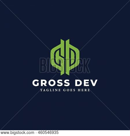 Abstract Initial Letter Gd Or Dg Logo In Green Color Isolated In Blue Navy Background Applied For Re
