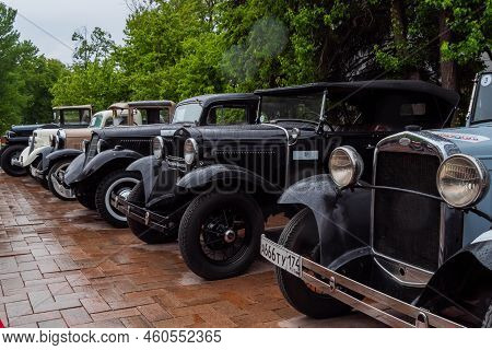 Nizhny Novgorod, Russia - June 15, 2020: Classic Soviet Car Exhibition. Customized Grey Gaz-a And An