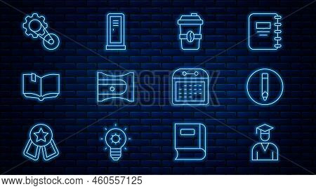Set Line Graduate And Graduation Cap, Pencil, Coffee Cup To Go, Sharpener, Open Book, Timing Belt Ki