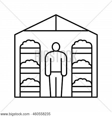 Greenhouse Hydroponics Water Irrigation Line Icon Vector. Greenhouse Hydroponics Water Irrigation Si