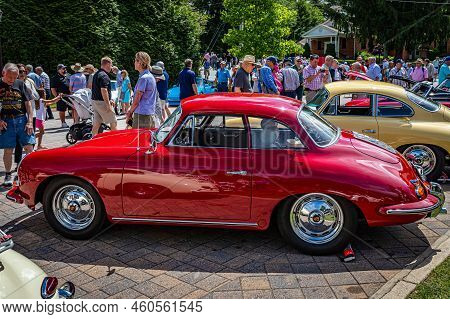Highlands, Nc - June 11, 2022: High Perspective Side View Of A 1962 Porsche T6b Notchback Coupe At A