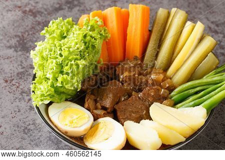 Selat Solo Javanese Style Beef Steak, Popular In Solo Central Java Closeup In The Bowl On The Table.