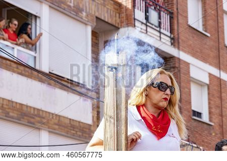 Running Of The Bulls. Bulls. Bull Runs. Encierro That Is Celebrated In The Town Of San Sebastian De 