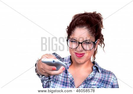Girl Changing Channel Selective Focus