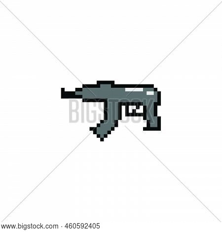 Pixel Art Smg Icon Design Vector For Print, Decoration, Element Design And Background