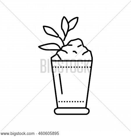 Mint Julep Cocktail Glass Drink Line Icon Vector. Mint Julep Cocktail Glass Drink Sign. Isolated Con