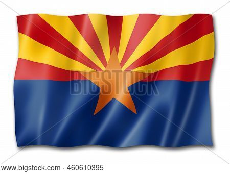 Arizona Flag, United States Waving Banner Collection. 3d Illustration