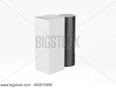 15ml Frosted Glass Airless Bottle Mockup Isolated On White Background. 3d Illustration