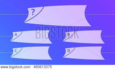 Multiple Choice Quiz Template. Question And Answers Template Form On Gradient Background. Vector Ill