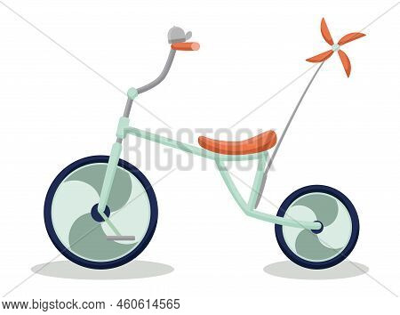 Kid Bicycle Retro Frame Type Or Form. Colorful Children Children Bike, Transport For Sport Or Travel