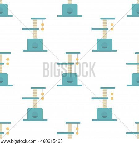 Vector Illustration Of Cat Scratching Post Isolated On White, Pet Accessory For Game, Jump, Scratchi