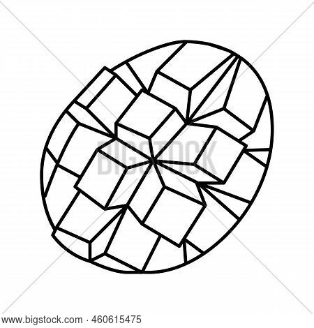 Slice Mango Cube Line Icon Vector. Slice Mango Cube Sign. Isolated Contour Symbol Black Illustration