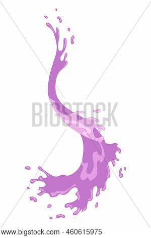 Squirt Splashe. Colourful Flowing Spattering. Splattered Pure Juice Or Liquid. Drops With Abstract F
