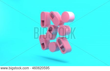 Pink Medical Pill Bottle Biohacking Icon Isolated On Turquoise Blue Background. Pharmacy Biohacking.