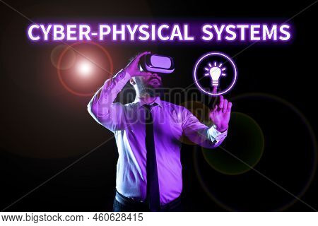 Text Caption Presenting Cyber Physical Systems. Business Approach Mechanism Controlled By Computerba