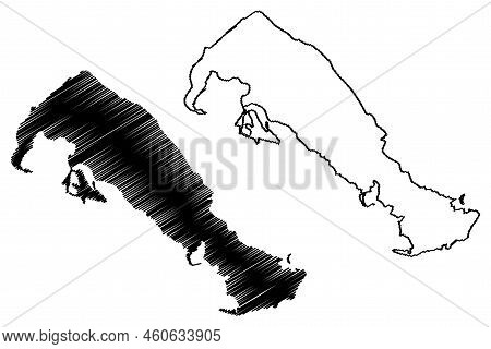 Cayo Guajaba Island (republic Of Cuba, Cenrtal America, Caribbean Islands) Map Vector Illustration, 