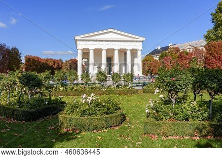 Vienna, Austria - October 2021: Theseus Temple In Volksgarten Park In Autumn